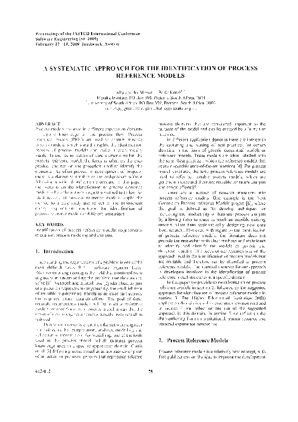 (PDF) Systematic approach for the identification of process reference ...