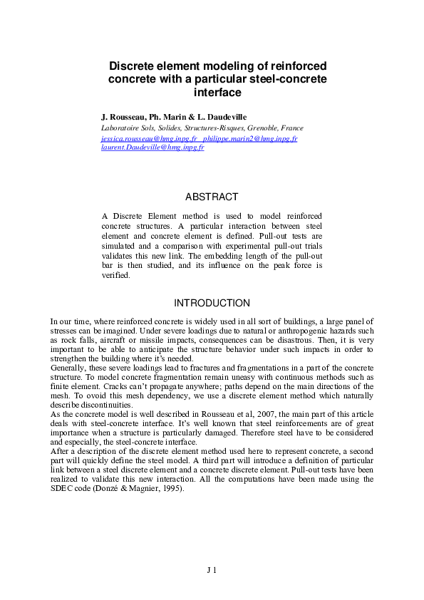(PDF) Discrete element modeling of reinforced concrete with a ...