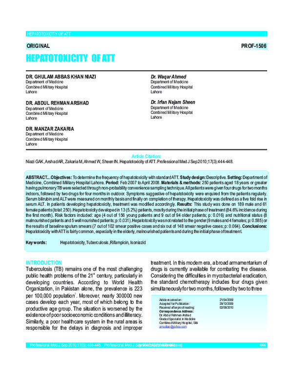 (PDF) Hepatotoxicity of ATT