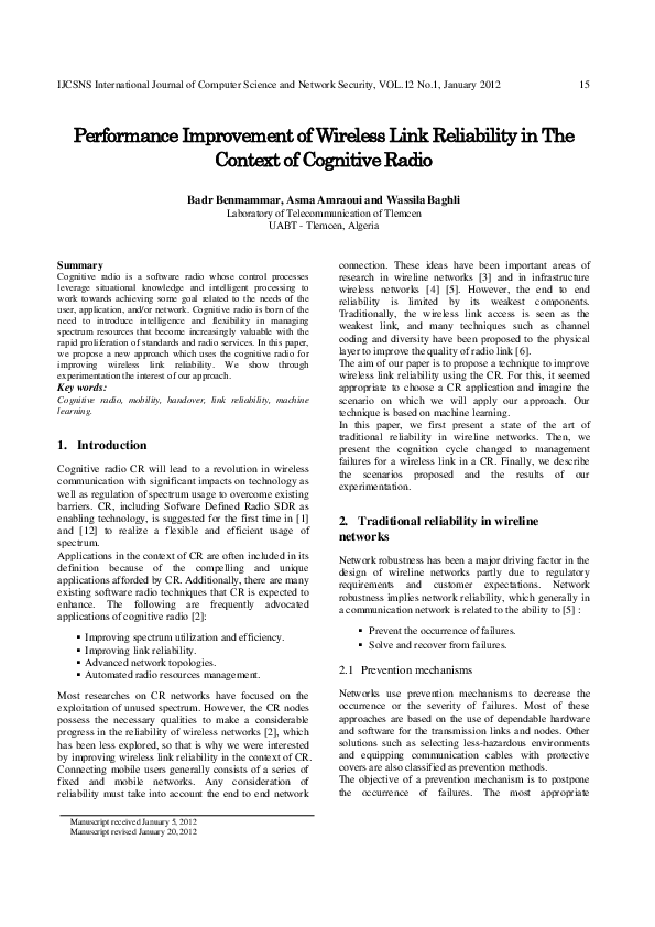 (PDF) Performance Improvement of Wireless Link Reliability in The ...