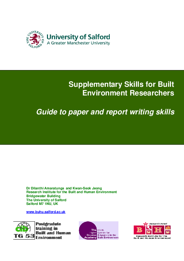 (PDF) Paper and reporting writing skills: Best practice report