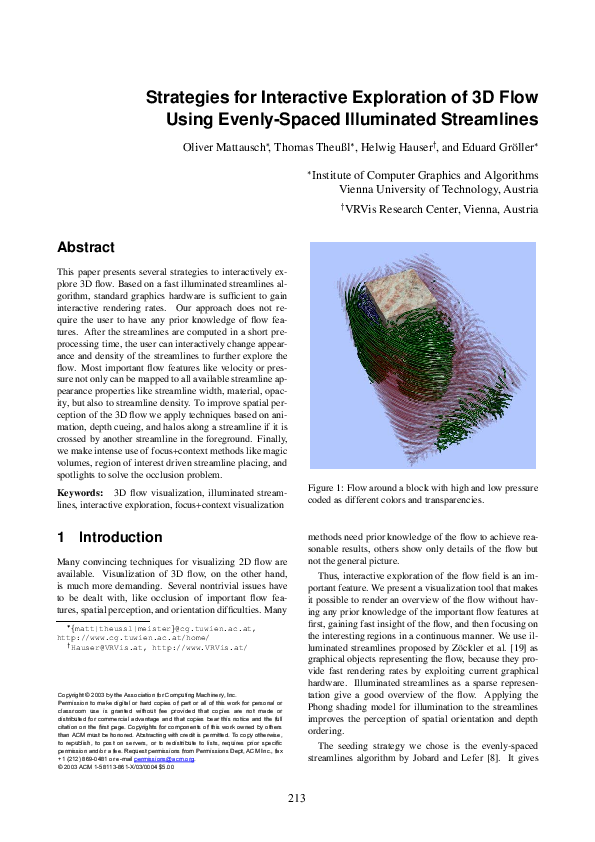 (PDF) Strategies for interactive exploration of 3d flow using evenly ...