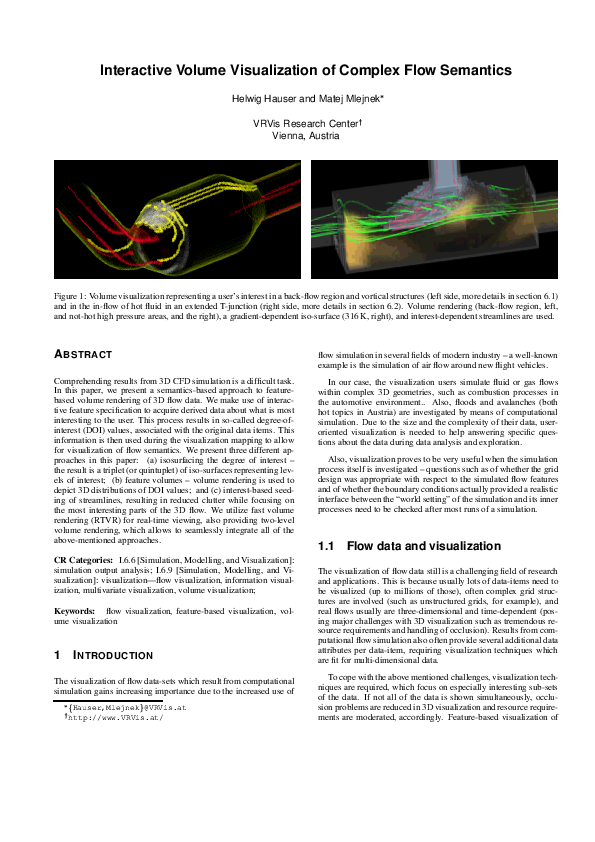 (PDF) Interactive volume visualization of complex flow semantics
