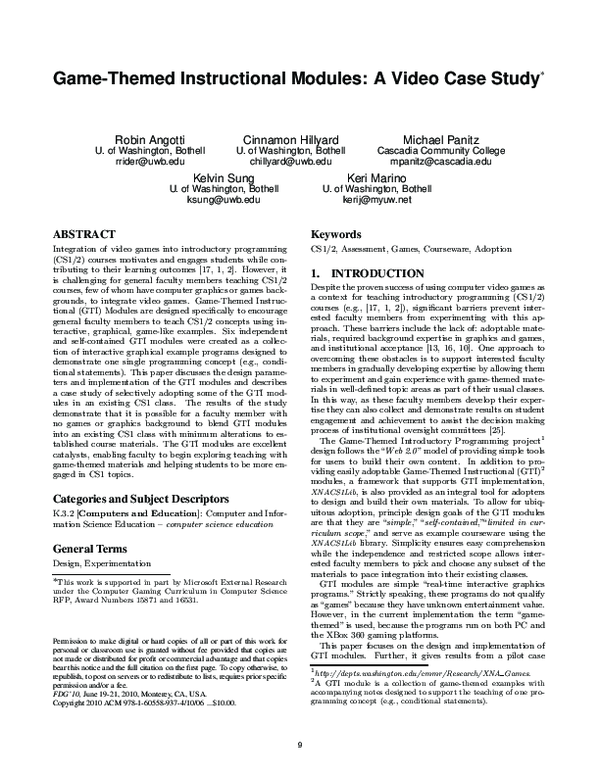 (PDF) Game-themed instructional modules: a video case study