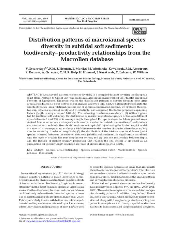 (PDF) Distribution patterns of macrofaunal species diversity in ...