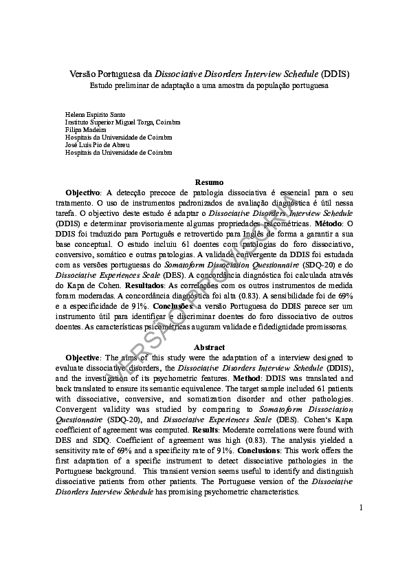 pdf vers o portuguesa do dissociative disorders interview schedule