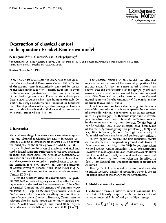 (PDF) in the quantum Frenkel-Kontorova model