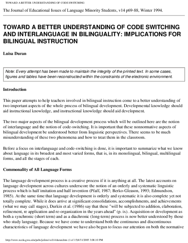 importance of code switching in teaching