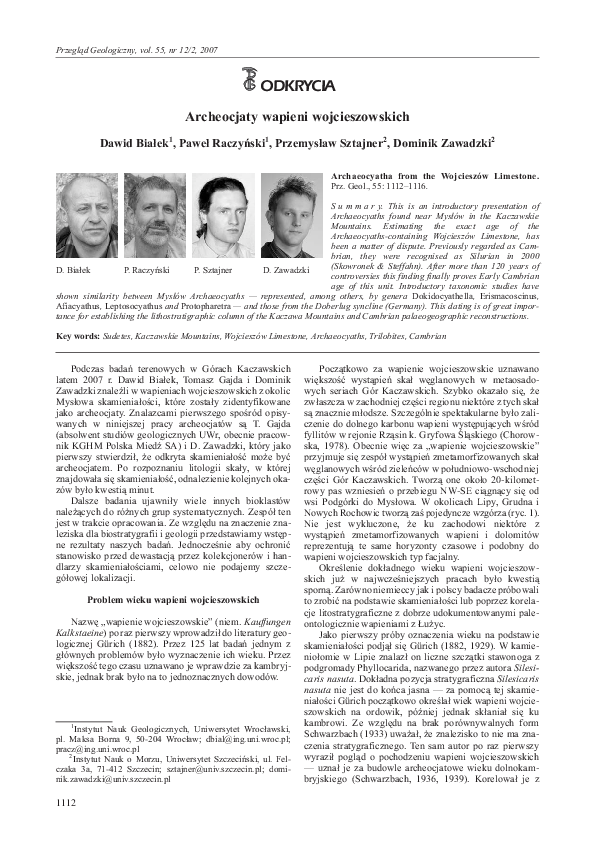 (PDF) Archeocjaty wapieni wojcieszowskich