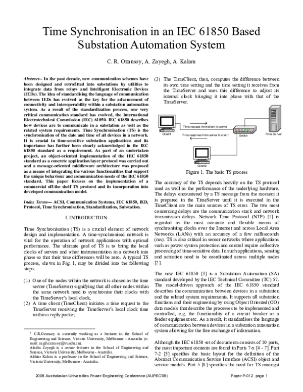 (PDF) Time synchronisation in a IEC 61850 based substation automation ...