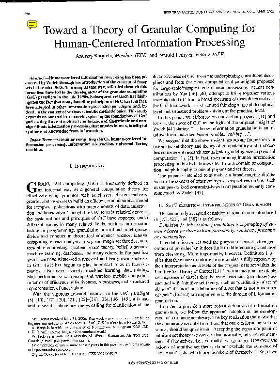(PDF) Toward a theory of granular computing for human-centered ...