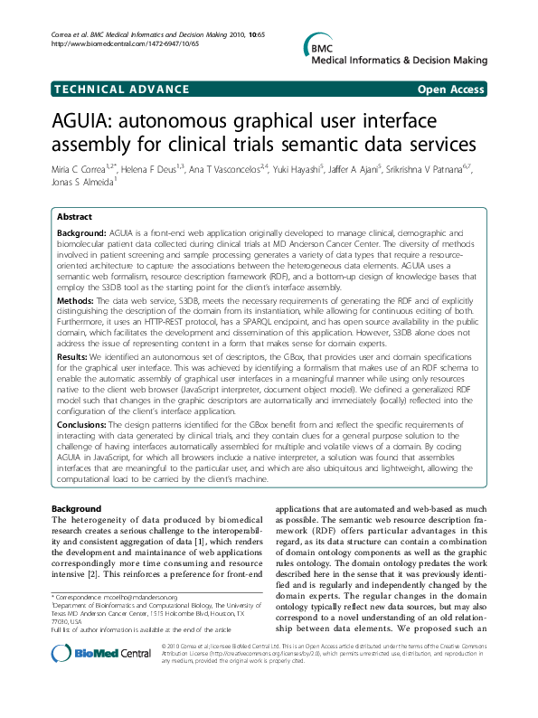 (PDF) AGUIA: autonomous graphical user interface assembly for clinical ...