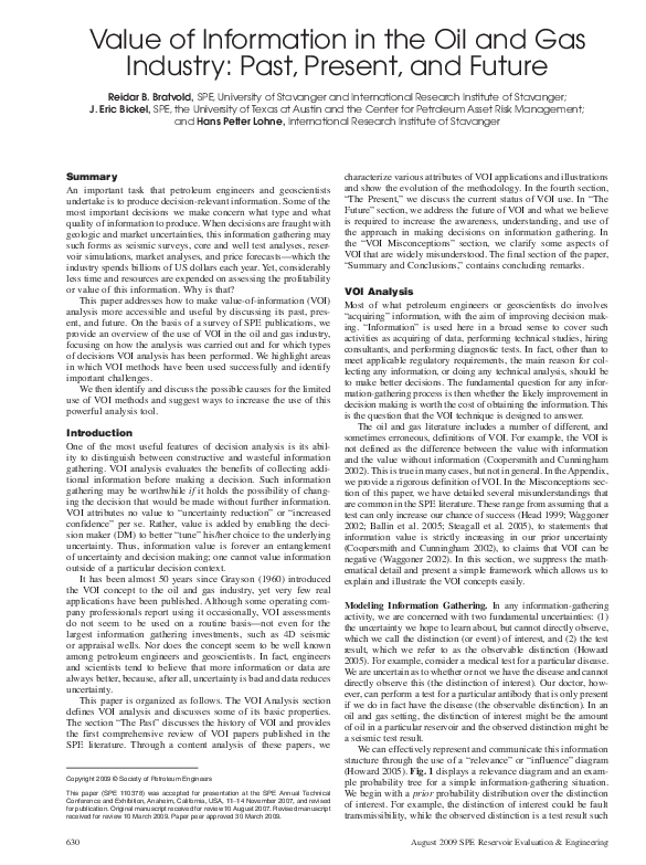 (PDF) Value of Information in the Oil and Gas Industry: Past, Present ...