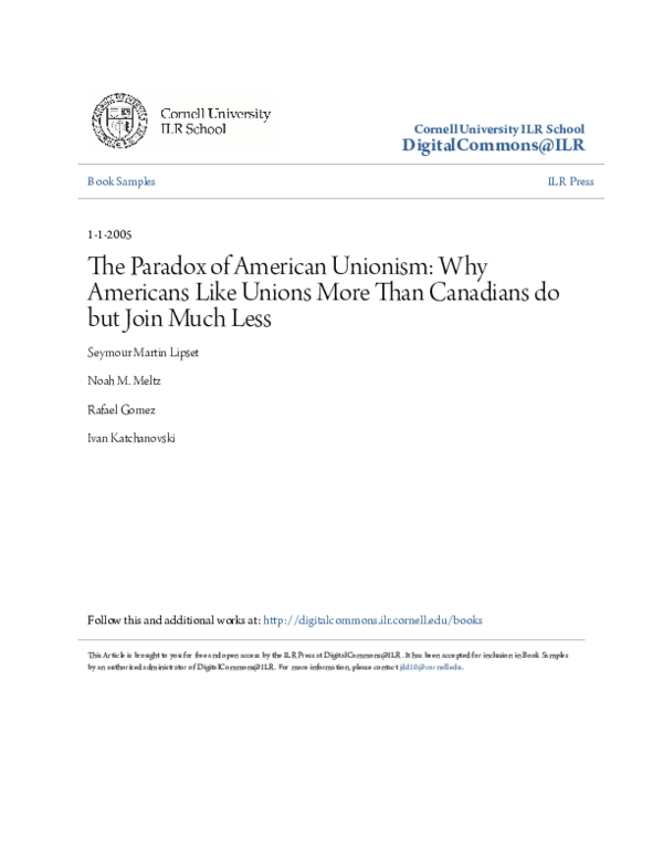 (PDF) The Paradox of American Unionism: Why Americans Like Unions More ...