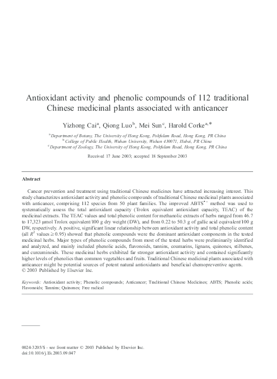 (PDF) Antioxidant activity and phenolic compounds of 112 traditional ...