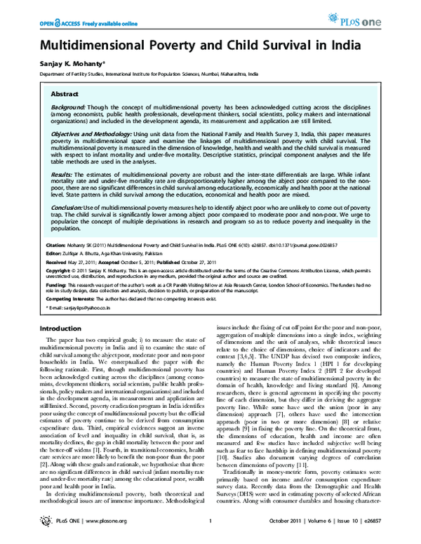 (PDF) Multidimensional Poverty and Child Survival in India
