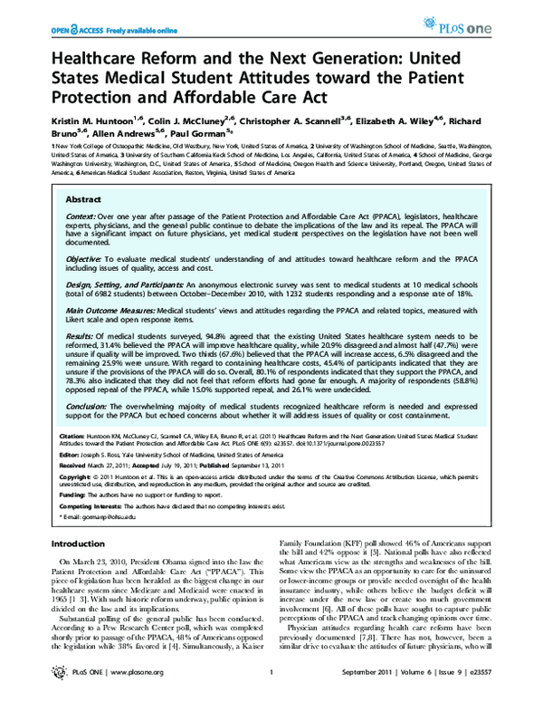 (PDF) Healthcare Reform and the Next Generation: United States Medical ...