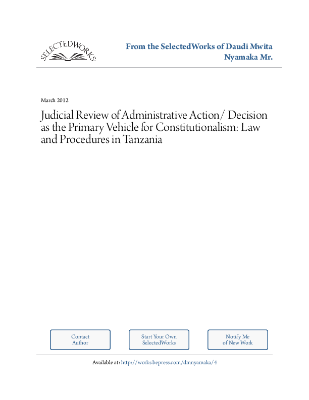 (PDF) Judicial Review of Administrative Action/ Decision as the Primary