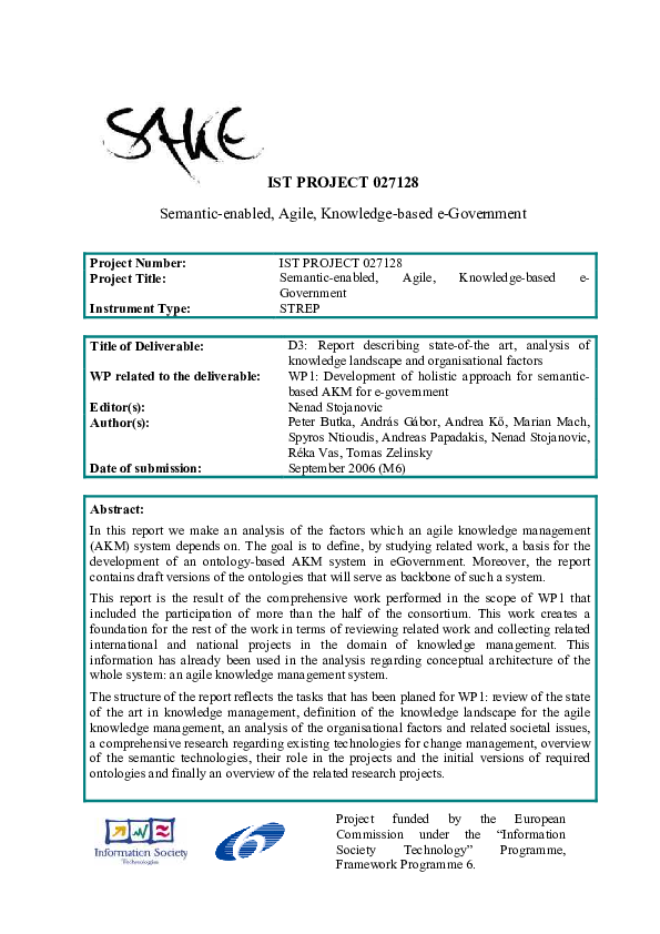 (PDF) of Deliverable: D3: Report describing state-of-the art, analysis of