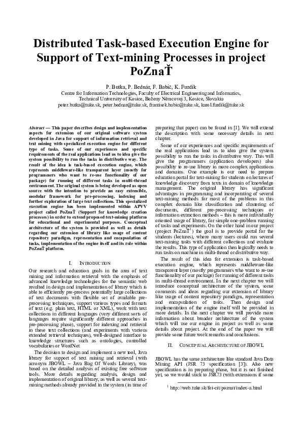 (PDF) Distributed Task-based Execution Engine for Support of Text ...