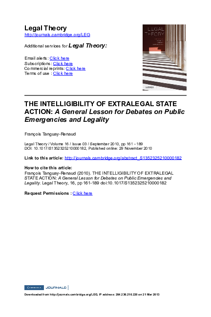 (PDF) The Intelligibility of Extralegal State Action: A General Lesson ...