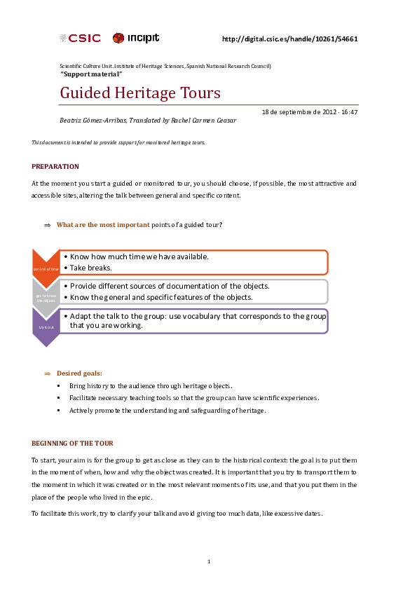 (PDF) working paper: Guided Heritage Tours