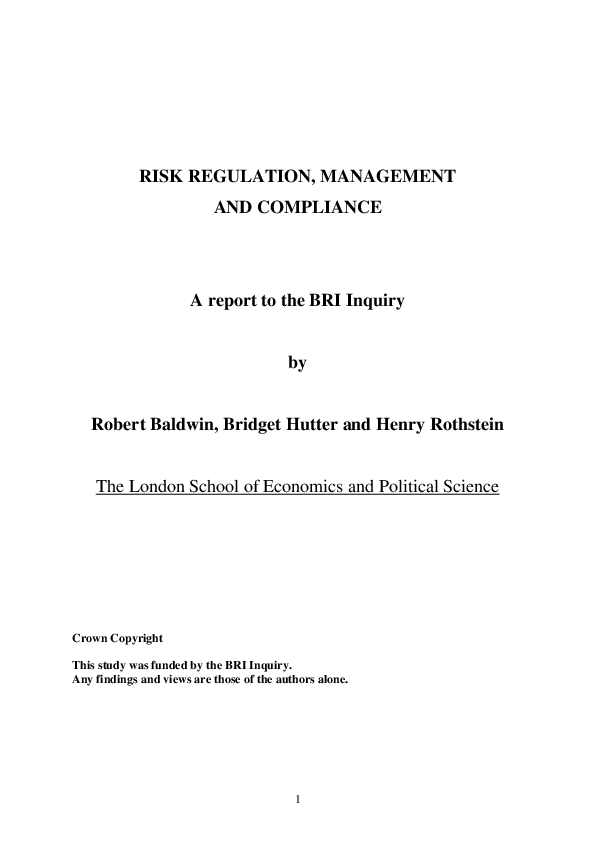 (PDF) Risk regulation, management and compliance