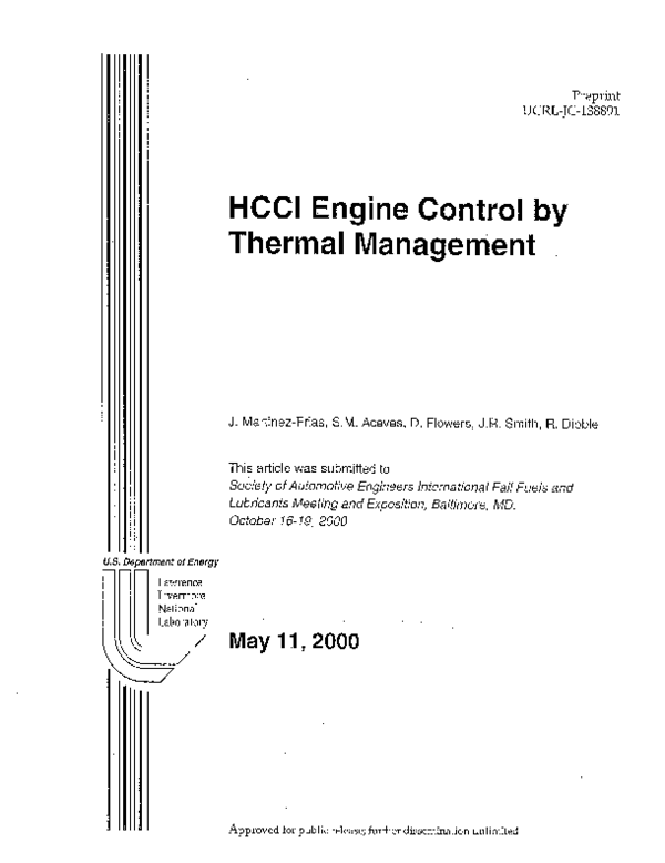 (PDF) HCCI engine control by thermal management