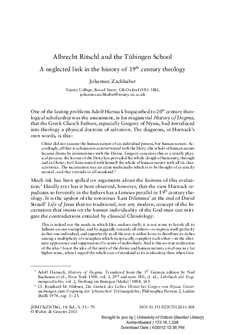 (PDF) Albrecht Ritschl and the Tubingen School. A neglected link in the ...