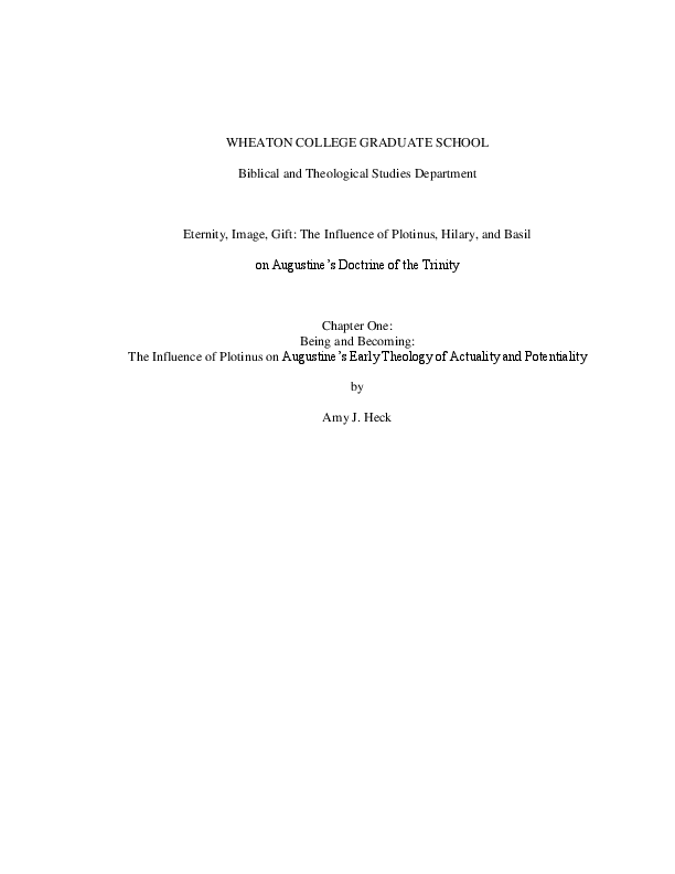 Pdf Being And Becoming The Influence Of Plotinus On Augustine S