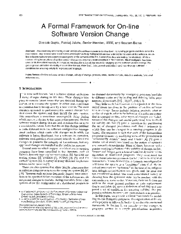 (PDF) A Formal Framework for On-line Software Version Change