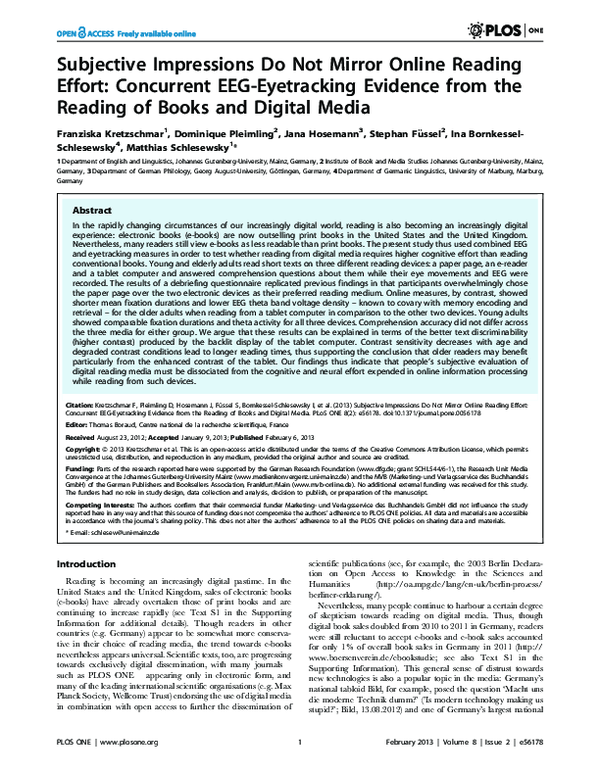 (PDF) Subjective impressions do not mirror online reading effort ...