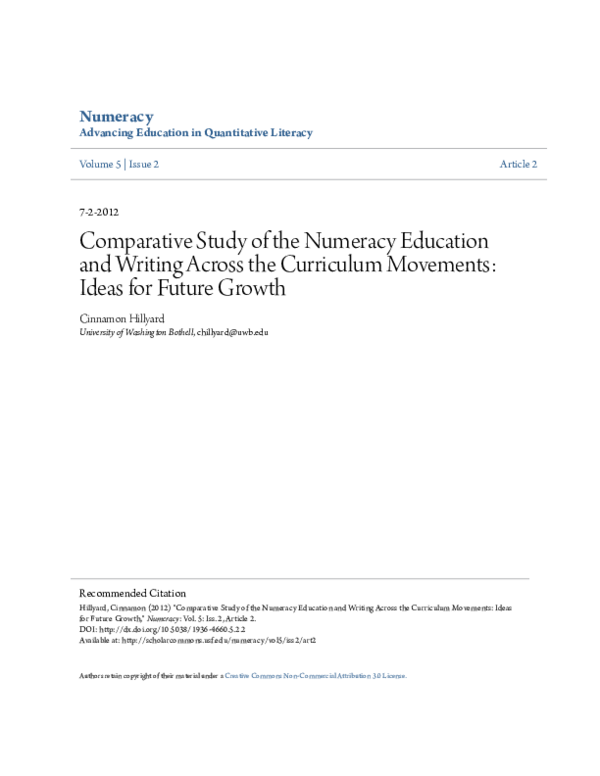 (PDF) Comparative Study of the Numeracy Education and Writing Across ...