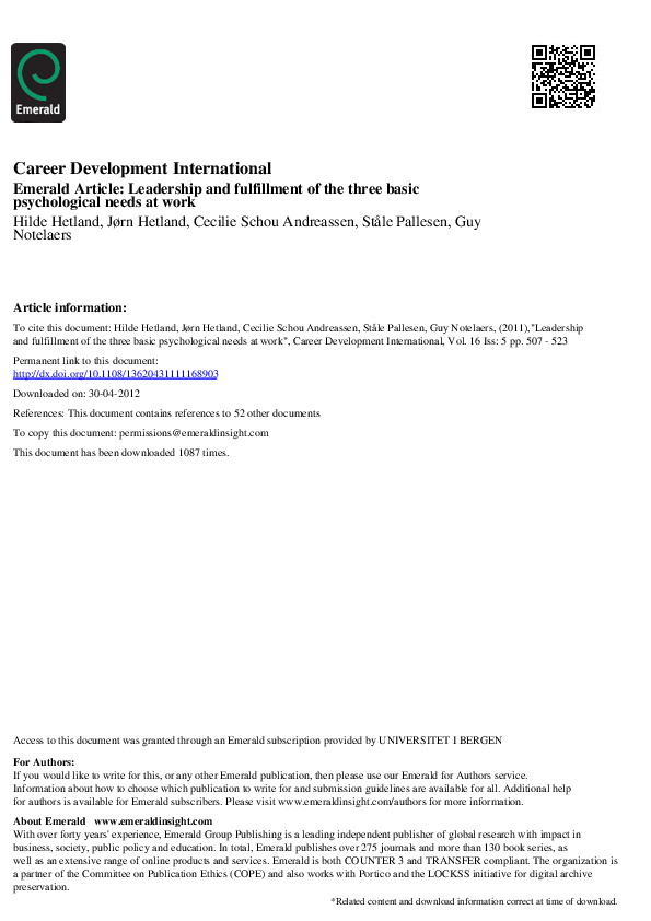  pdf leadership and the fulfillment of three basic psychological needs