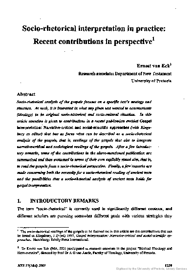 (PDF) Socio-rhetorical interpretation in practice: Recent contributions ...