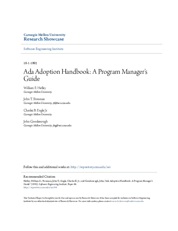 (PDF) Ada adoption handbook: A program manager’s guide