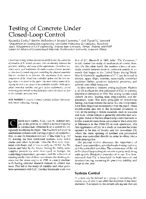 (PDF) Testing of concrete under closed-loop control