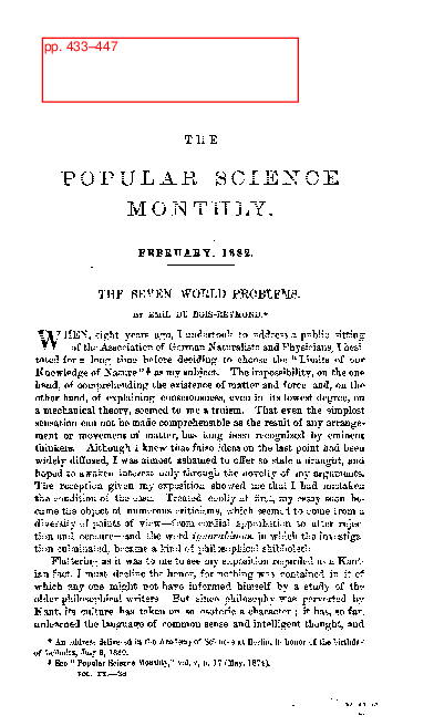 (PDF) EMIL DU BOIS-REYMOND ‘The Seven World-Problems’ ' Die sieben ...