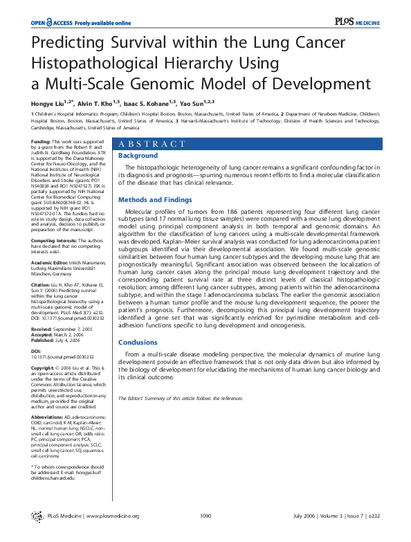 (PDF) Predicting survival within the lung cancer histopathological