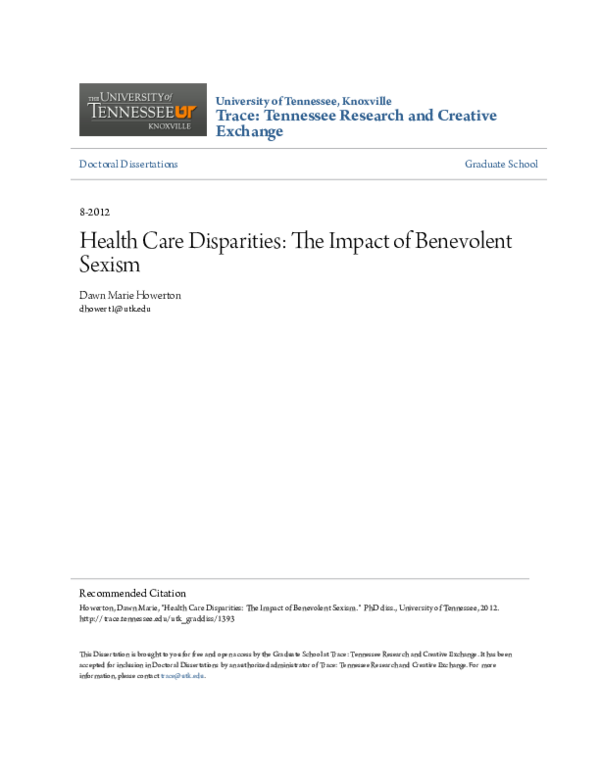 (PDF) Health Care Disparities: The Impact of Benevolent Sexism