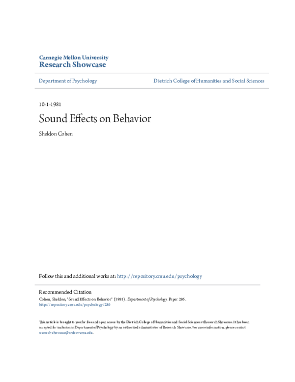 (PDF) Sound effects on behavior