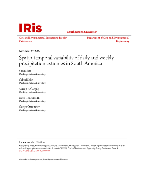 (PDF) Spatio-temporal variability of daily and weekly precipitation ...