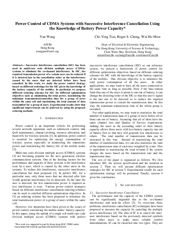 (PDF) Power control of CDMA systems with successive interference ...