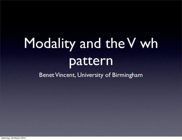(PDF) Modality and the V wh pattern