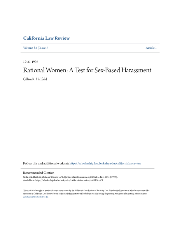 (PDF) Rational women: a test for sex-based harassment