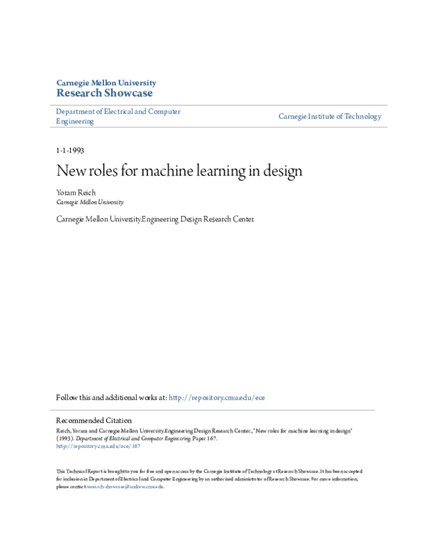 (PDF) New roles for machine learning in design