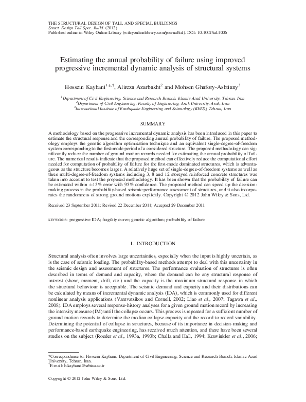 (PDF) Estimating the annual probability of failure using improved ...