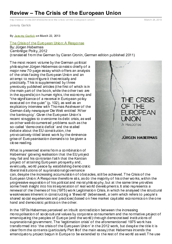 (PDF) Review – The Crisis of the European Union