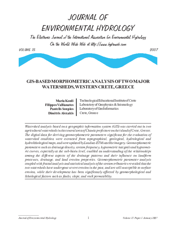 (PDF) GIS - based morphometric analysis of Keritis and Tavronitis ...