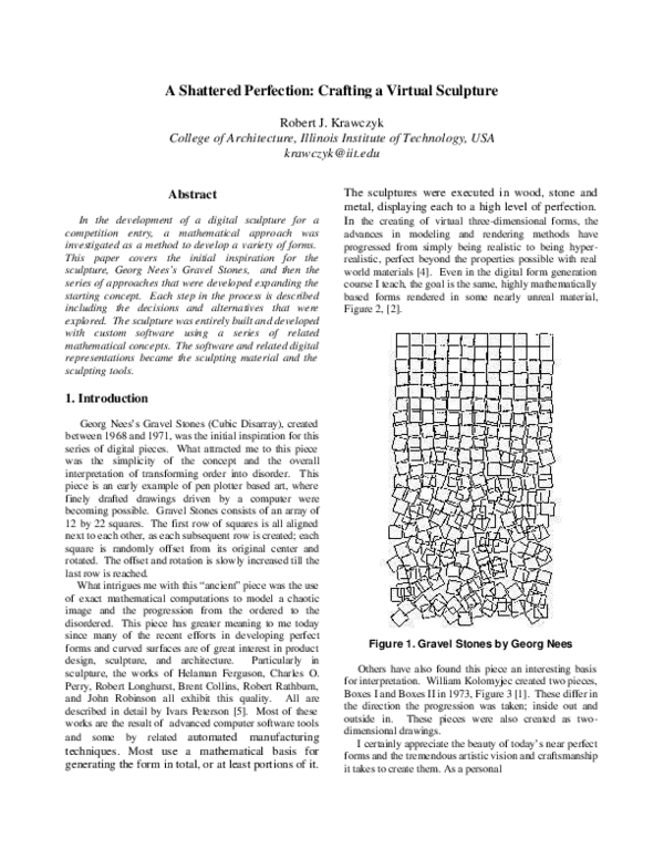 (PDF) A Shattered Perfection: Crafting a Virtual Sculpture
